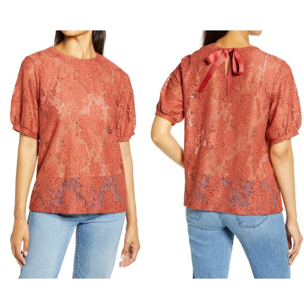 Grosgrain Tie Back Lace Top